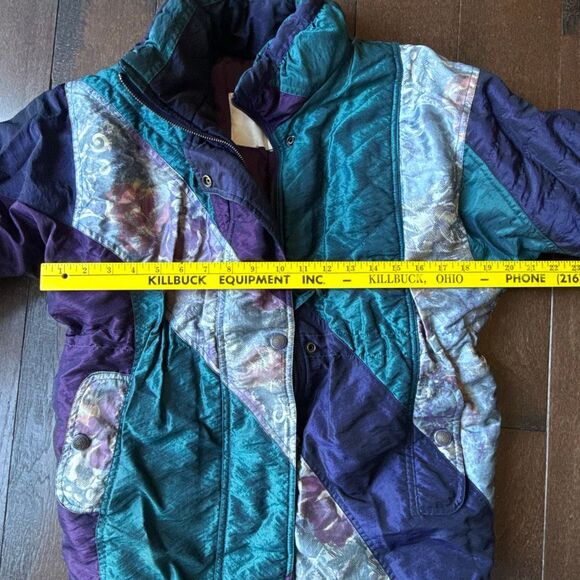 Vintage innovations by Izzy 1990s women’s puffer coat size small iridescent flor - Picture 11 of 11